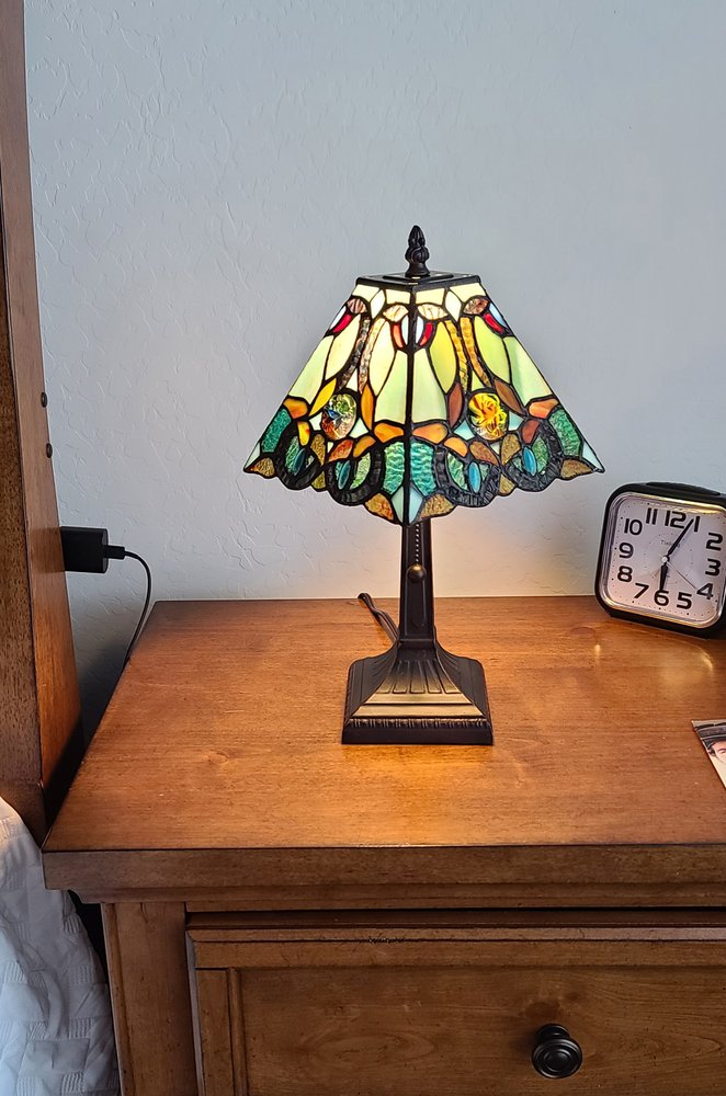 15" Dark Brown Metal Candlestick Table Lamp With Green and Black Shade HomeRoots