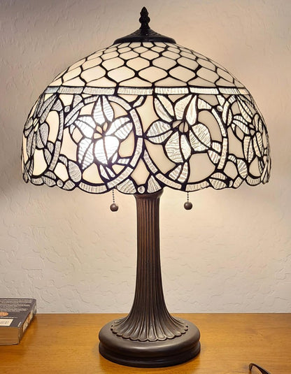 23" Dark Brown Metal Two Light Candlestick Table Lamp With White Shade HomeRoots