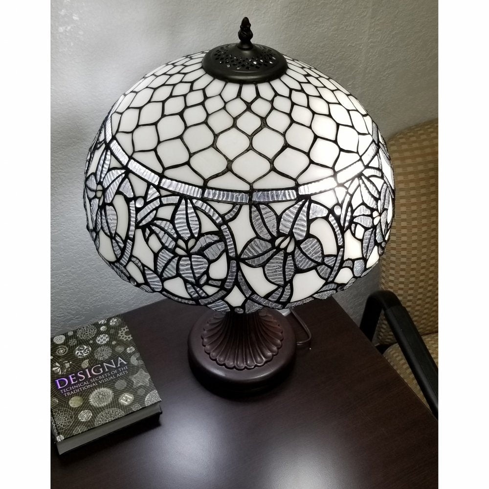 23" Dark Brown Metal Two Light Candlestick Table Lamp With White Shade — view 5