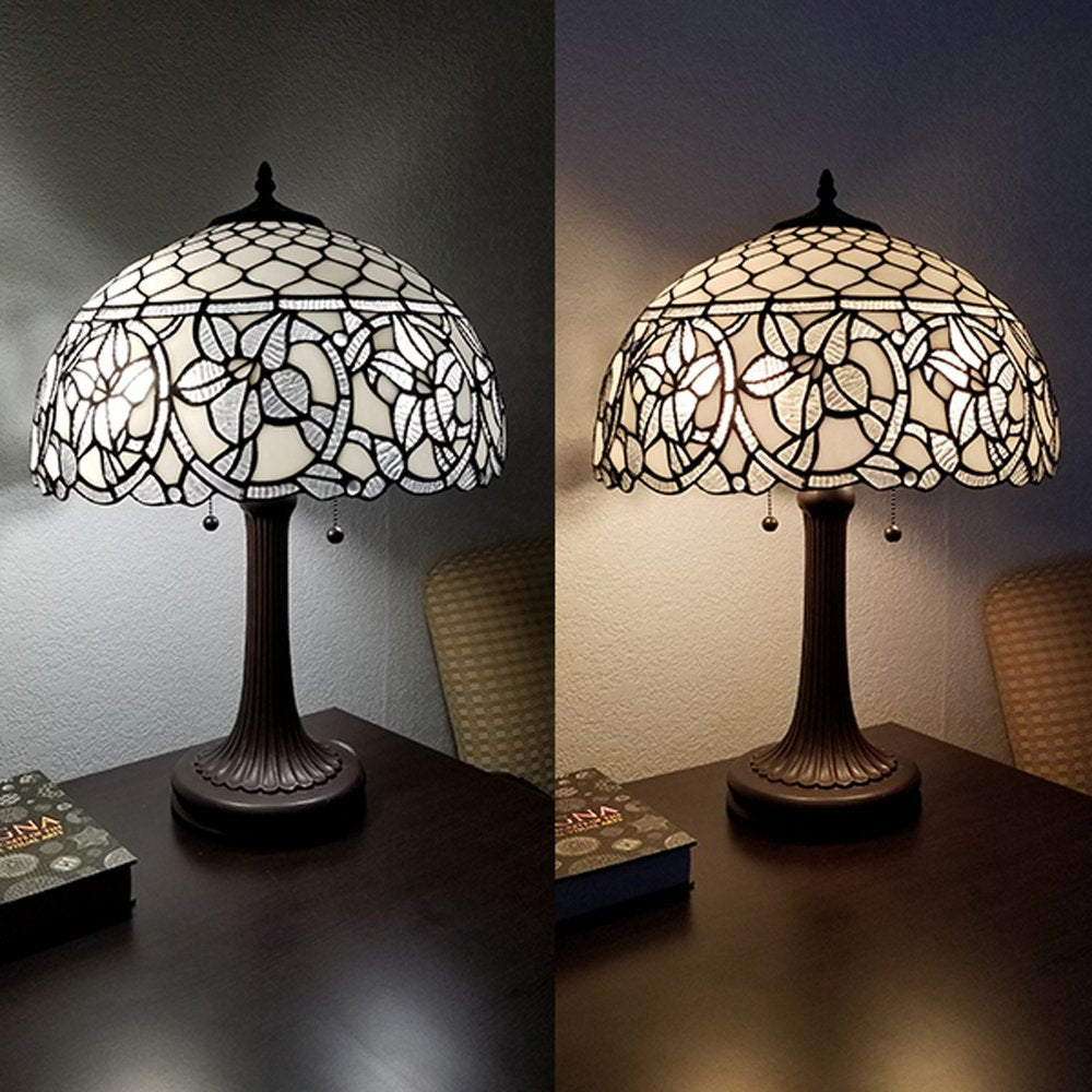 23" Dark Brown Metal Two Light Candlestick Table Lamp With White Shade — view 6
