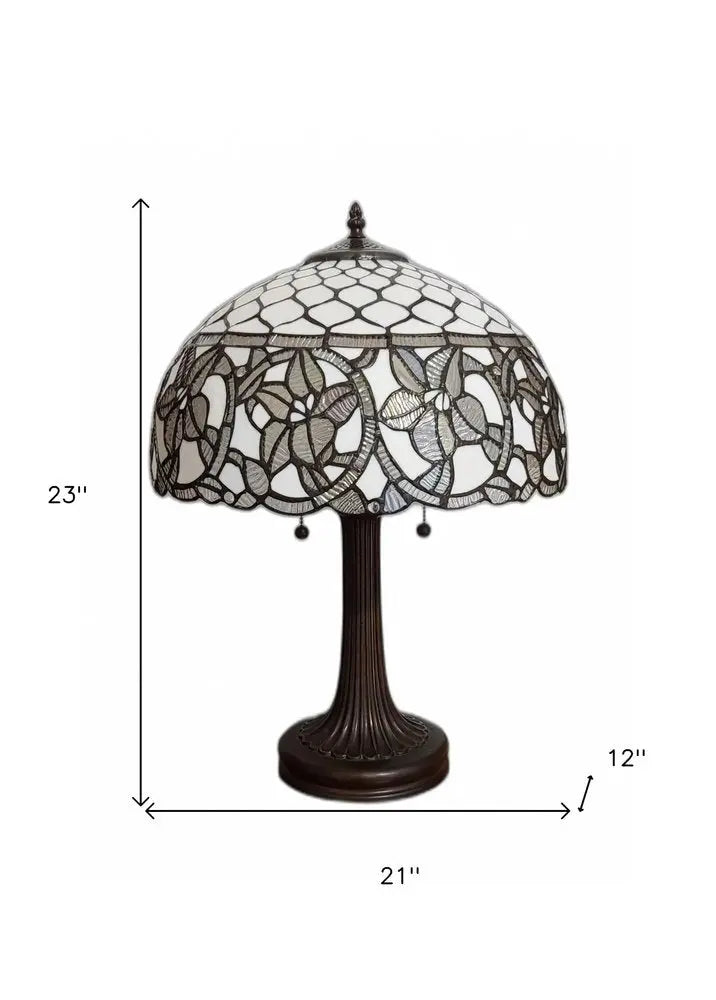 23" Dark Brown Metal Two Light Candlestick Table Lamp With White Shade HomeRoots