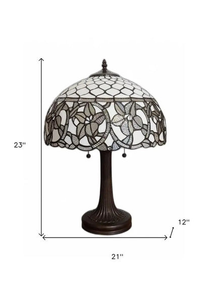 23" Dark Brown Metal Two Light Candlestick Table Lamp With White Shade HomeRoots