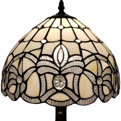 19" Dark Brown Metal Candlestick Table Lamp With White Dome Shade HomeRoots