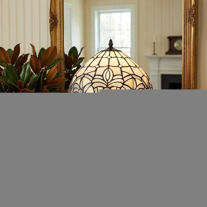 19" Dark Brown Metal Candlestick Table Lamp With White Dome Shade HomeRoots