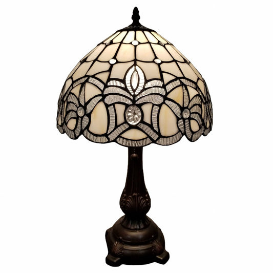 19" Dark Brown Metal Candlestick Table Lamp With White Dome Shade HomeRoots