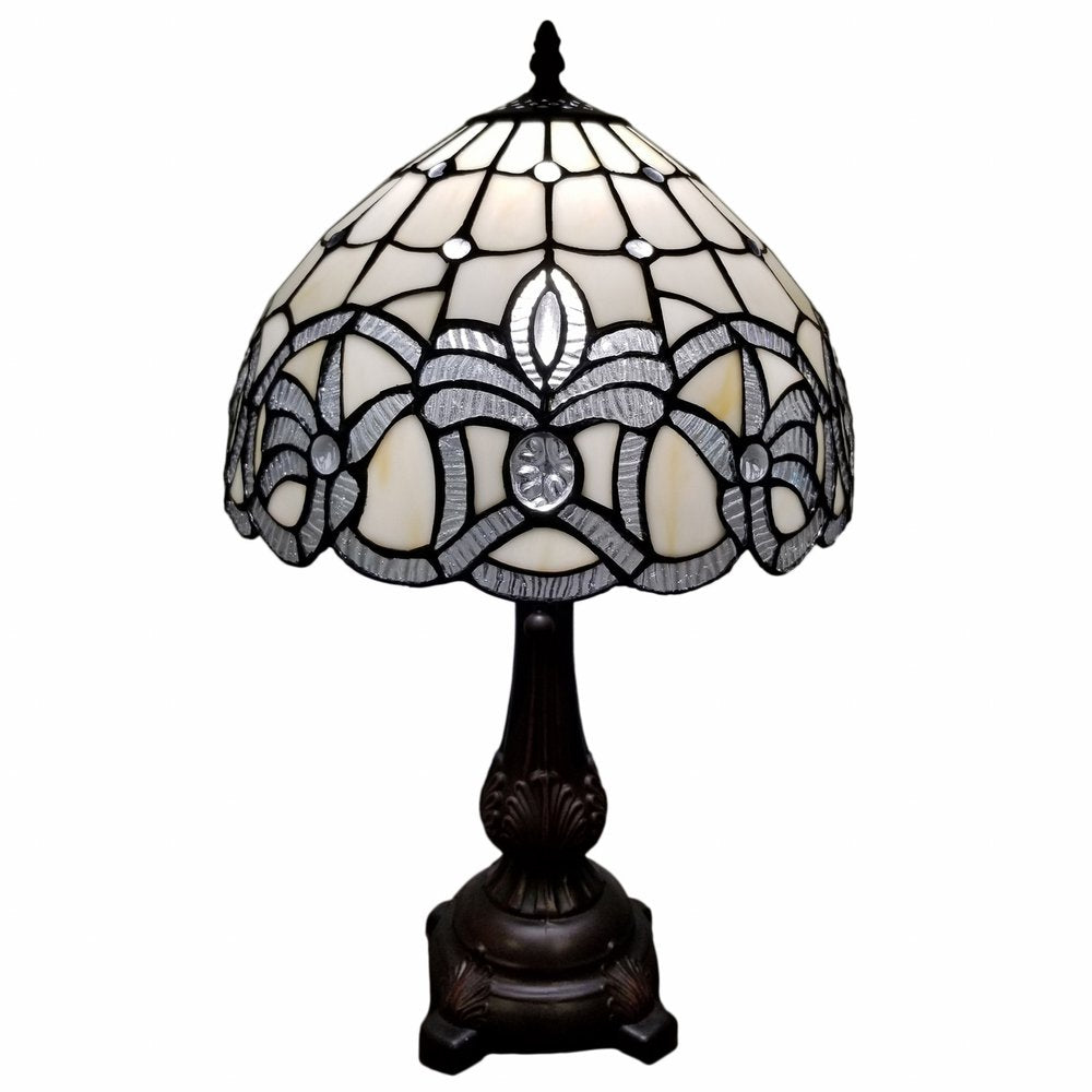 19" Dark Brown Metal Candlestick Table Lamp With White Dome Shade HomeRoots