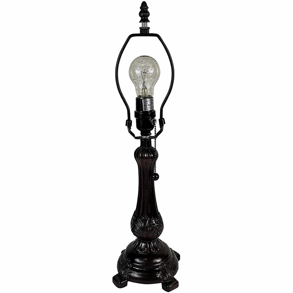 19" Dark Brown Metal Candlestick Table Lamp With White Dome Shade — view 4