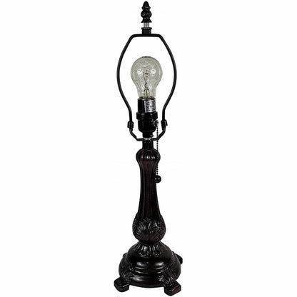 19" Dark Brown Metal Candlestick Table Lamp With White Dome Shade HomeRoots