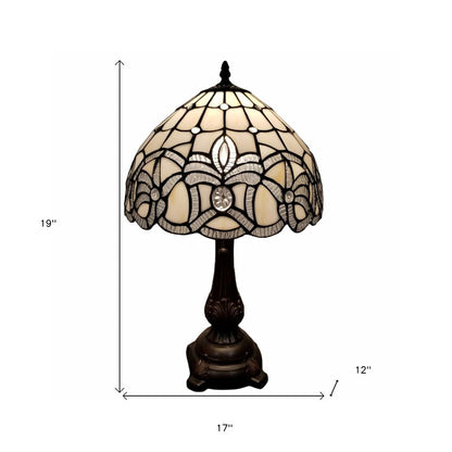19" Dark Brown Metal Candlestick Table Lamp With White Dome Shade HomeRoots