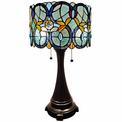 22" Dark Brown Metal Two Light Candlestick Table Lamp With Green Shade HomeRoots