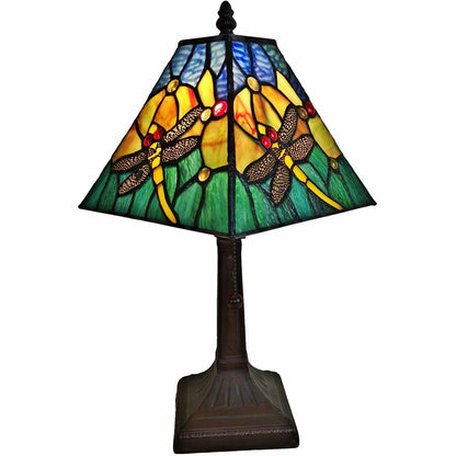 15" Dark Brown Metal Candlestick Table Lamp With Green Empire Shade HomeRoots