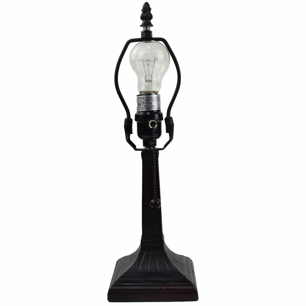 15" Dark Brown Metal Candlestick Table Lamp With Green Empire Shade HomeRoots