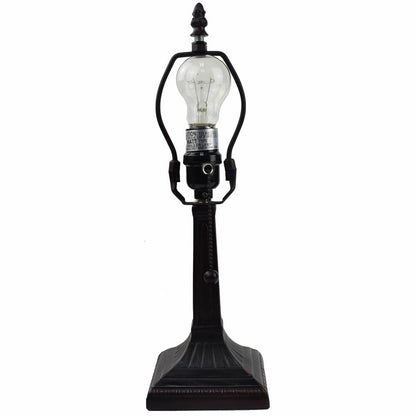 15" Dark Brown Metal Candlestick Table Lamp With Green Empire Shade HomeRoots