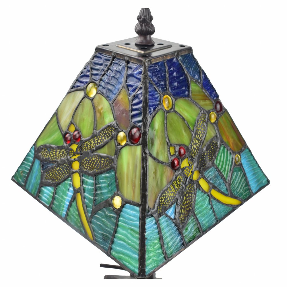 15" Dark Brown Metal Candlestick Table Lamp With Green Empire Shade — view 4