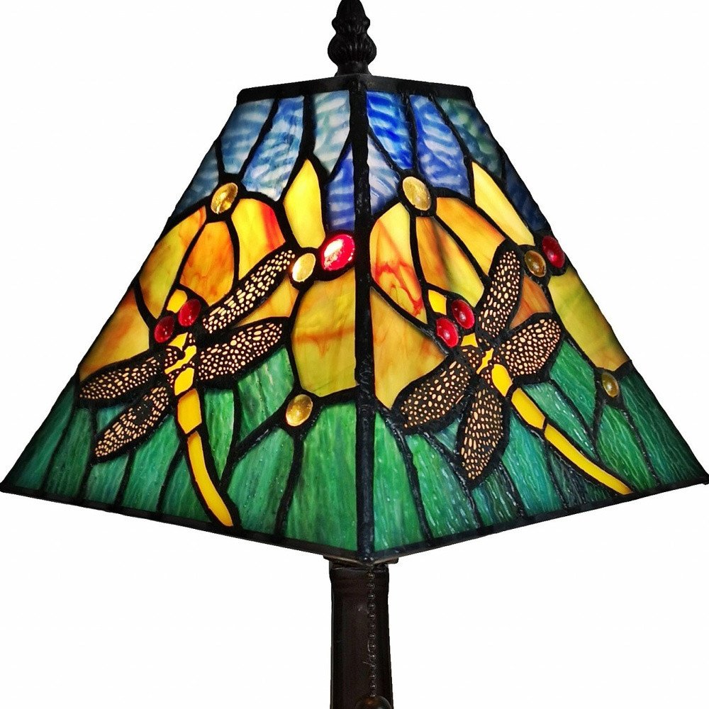 15" Dark Brown Metal Candlestick Table Lamp With Green Empire Shade — view 7