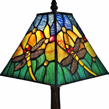15" Dark Brown Metal Candlestick Table Lamp With Green Empire Shade HomeRoots