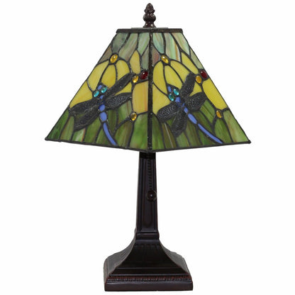 15" Dark Brown Metal Candlestick Table Lamp With Green Empire Shade HomeRoots