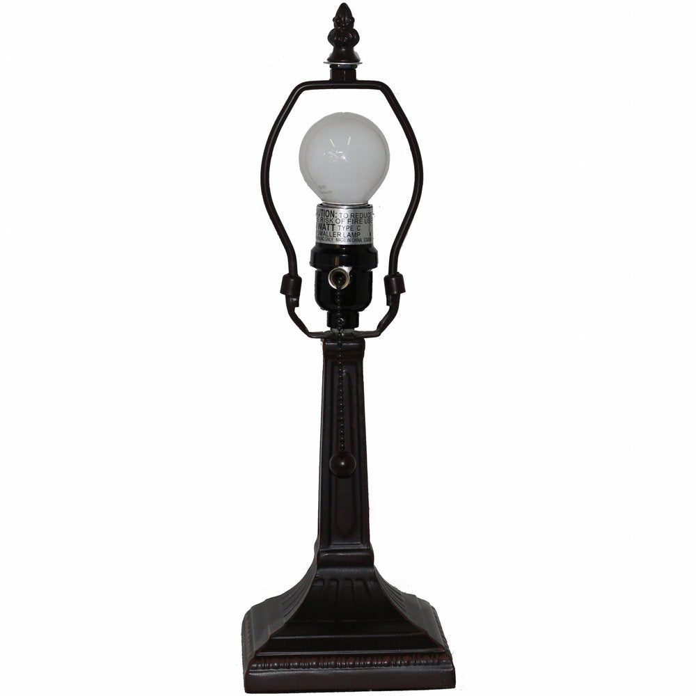 15" Dark Brown Metal Candlestick Table Lamp With Green Empire Shade HomeRoots