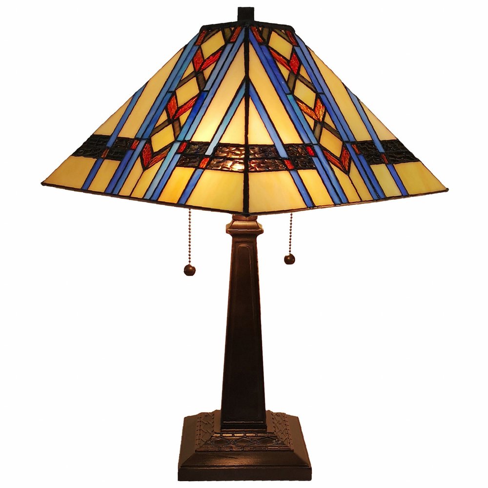 22" Dark Brown Metal Two Light Candlestick Table Lamp With Blue Empire Shade HomeRoots