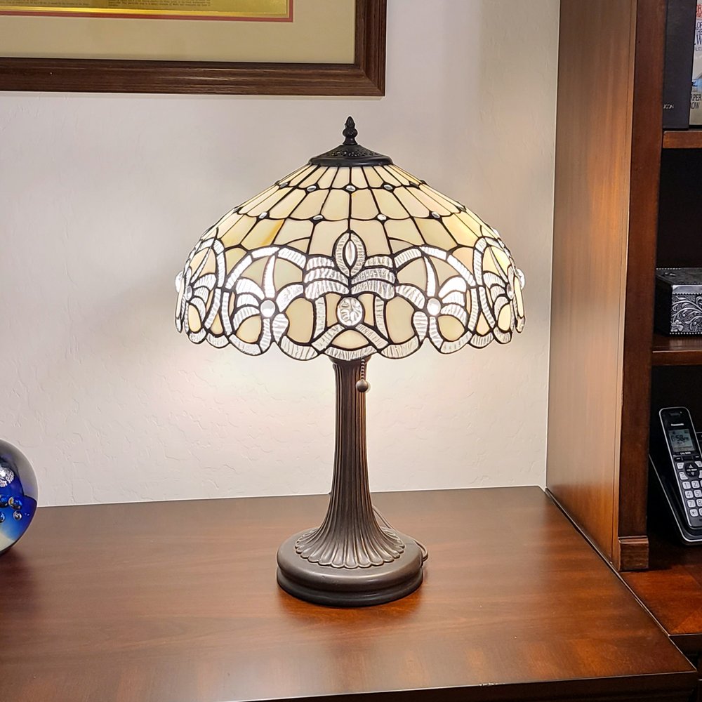 23" Dark Brown Metal Two Light Candlestick Table Lamp With White Shade HomeRoots