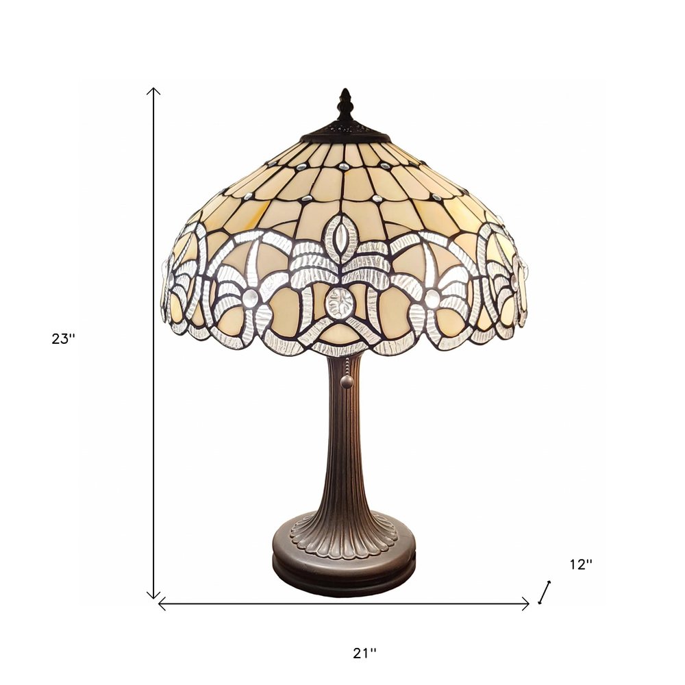 23" Dark Brown Metal Two Light Candlestick Table Lamp With White Shade HomeRoots