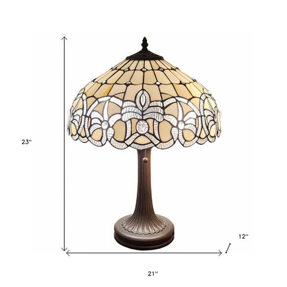 23" Dark Brown Metal Two Light Candlestick Table Lamp With White Shade HomeRoots
