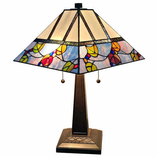 22" Dark Brown Metal Two Light Candlestick Table Lamp With White Shade HomeRoots