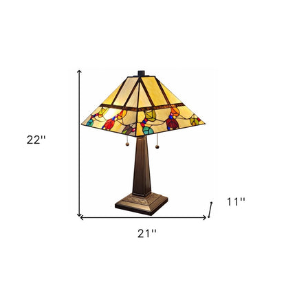 22" Dark Brown Metal Two Light Candlestick Table Lamp With White Shade HomeRoots