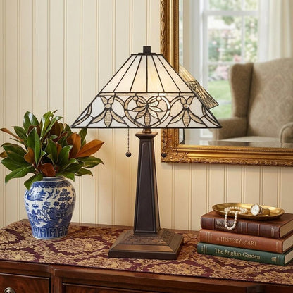 22" Dark Brown Metal Two Light Candlestick Table Lamp With White Shade HomeRoots