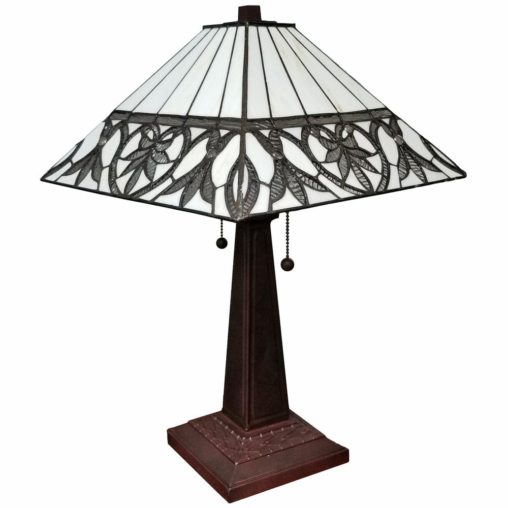 22" Dark Brown Metal Two Light Candlestick Table Lamp With White Shade HomeRoots