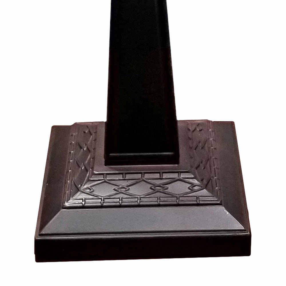 22" Dark Brown Metal Two Light Candlestick Table Lamp With White Shade HomeRoots