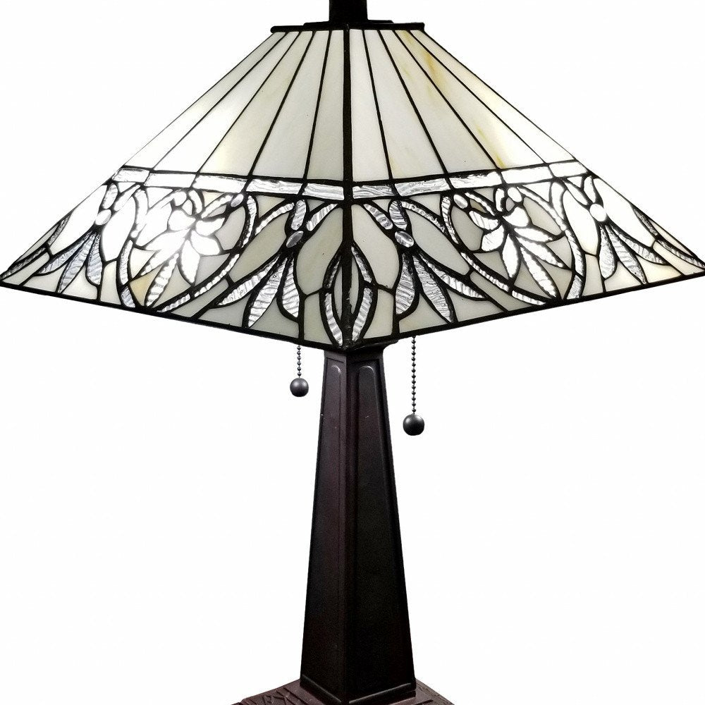 22" Dark Brown Metal Two Light Candlestick Table Lamp With White Shade HomeRoots
