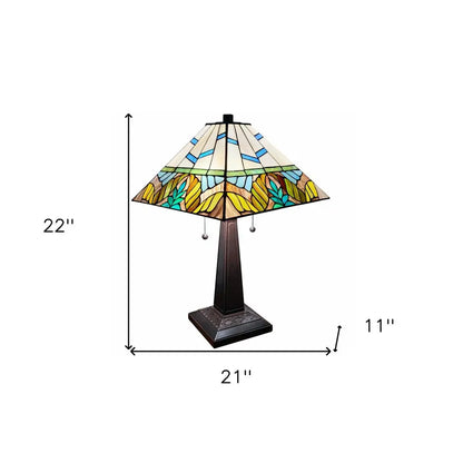 22" Dark Brown Metal Two Light Candlestick Table Lamp With White Shade HomeRoots