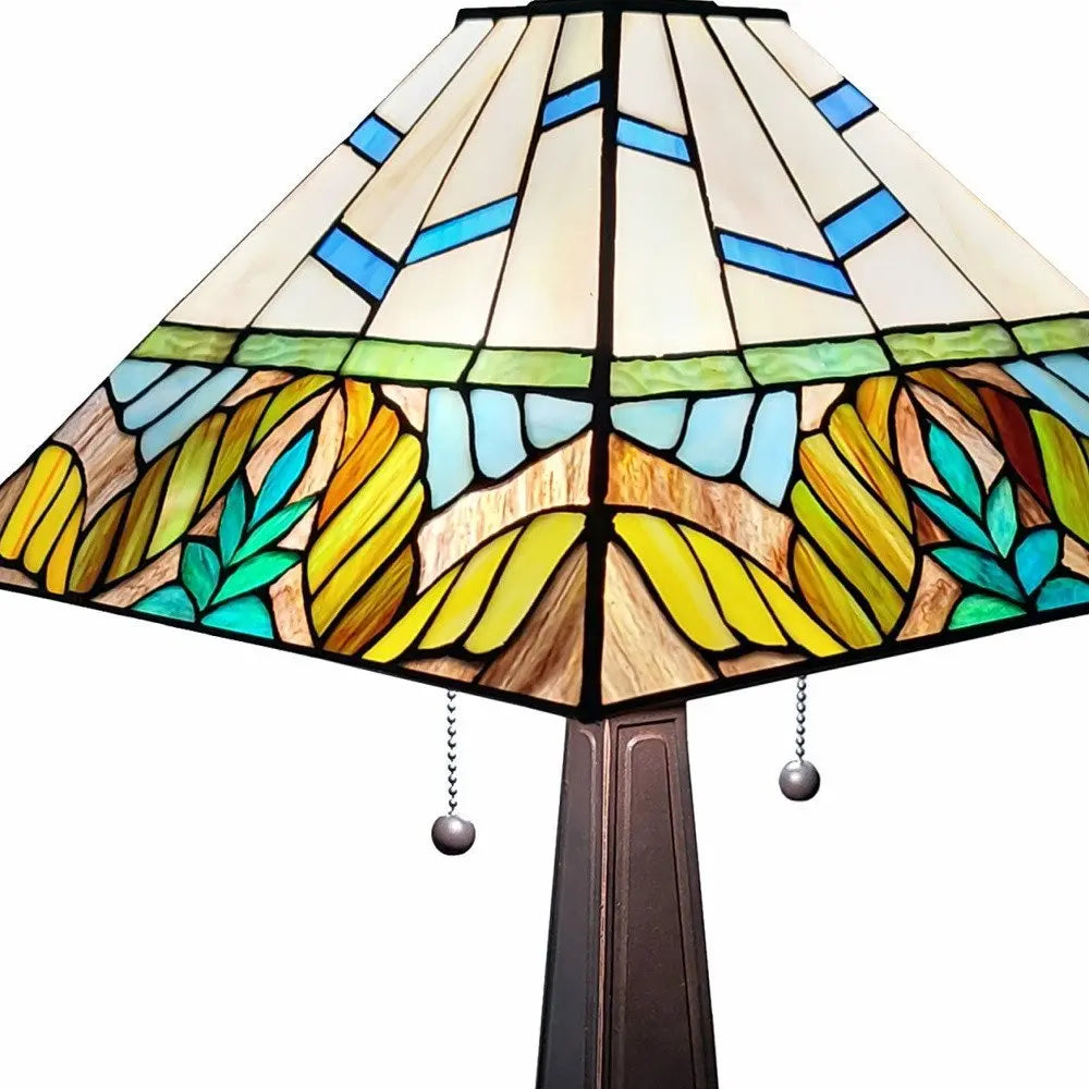 22" Dark Brown Metal Two Light Candlestick Table Lamp With White Shade HomeRoots