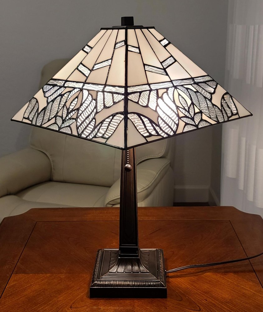 22" Dark Brown Metal Two Light Candlestick Table Lamp With White Shade — view 2