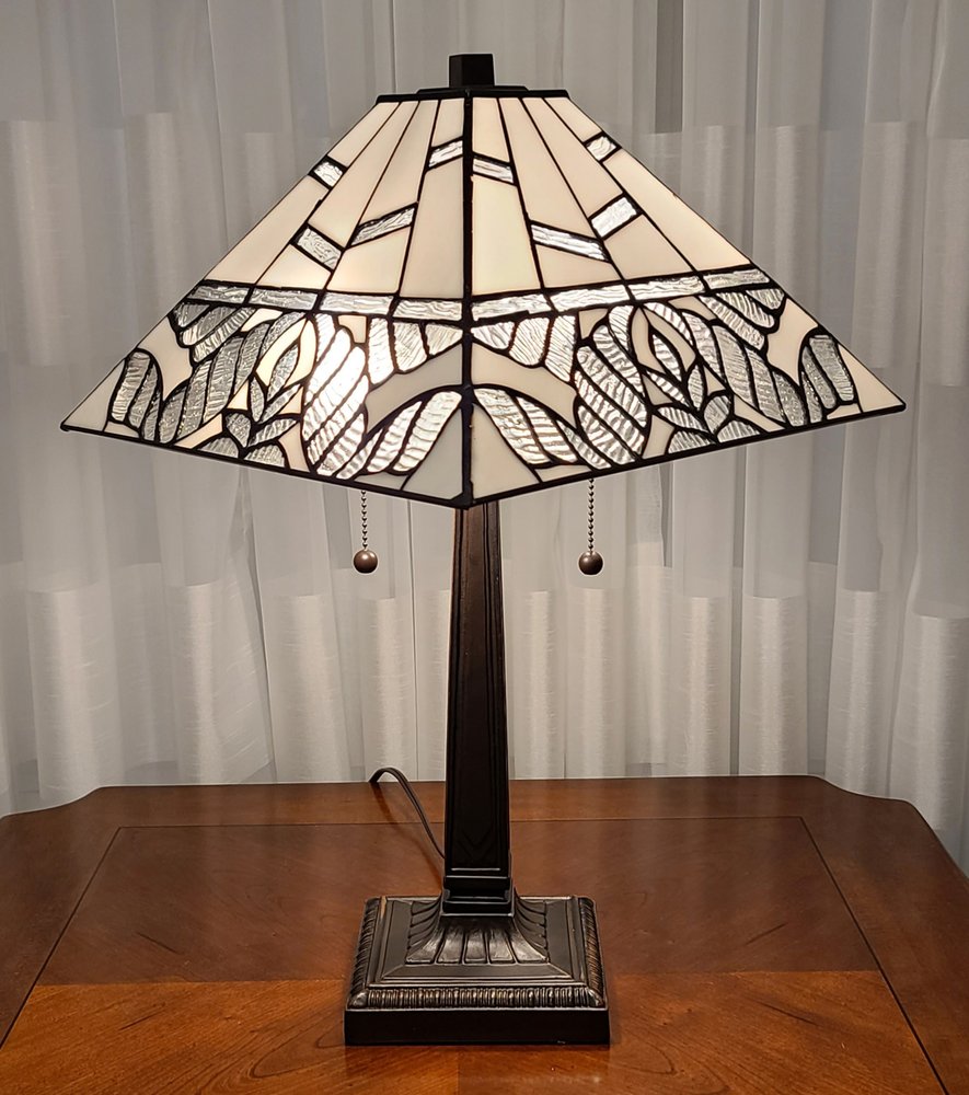 22" Dark Brown Metal Two Light Candlestick Table Lamp With White Shade — view 5