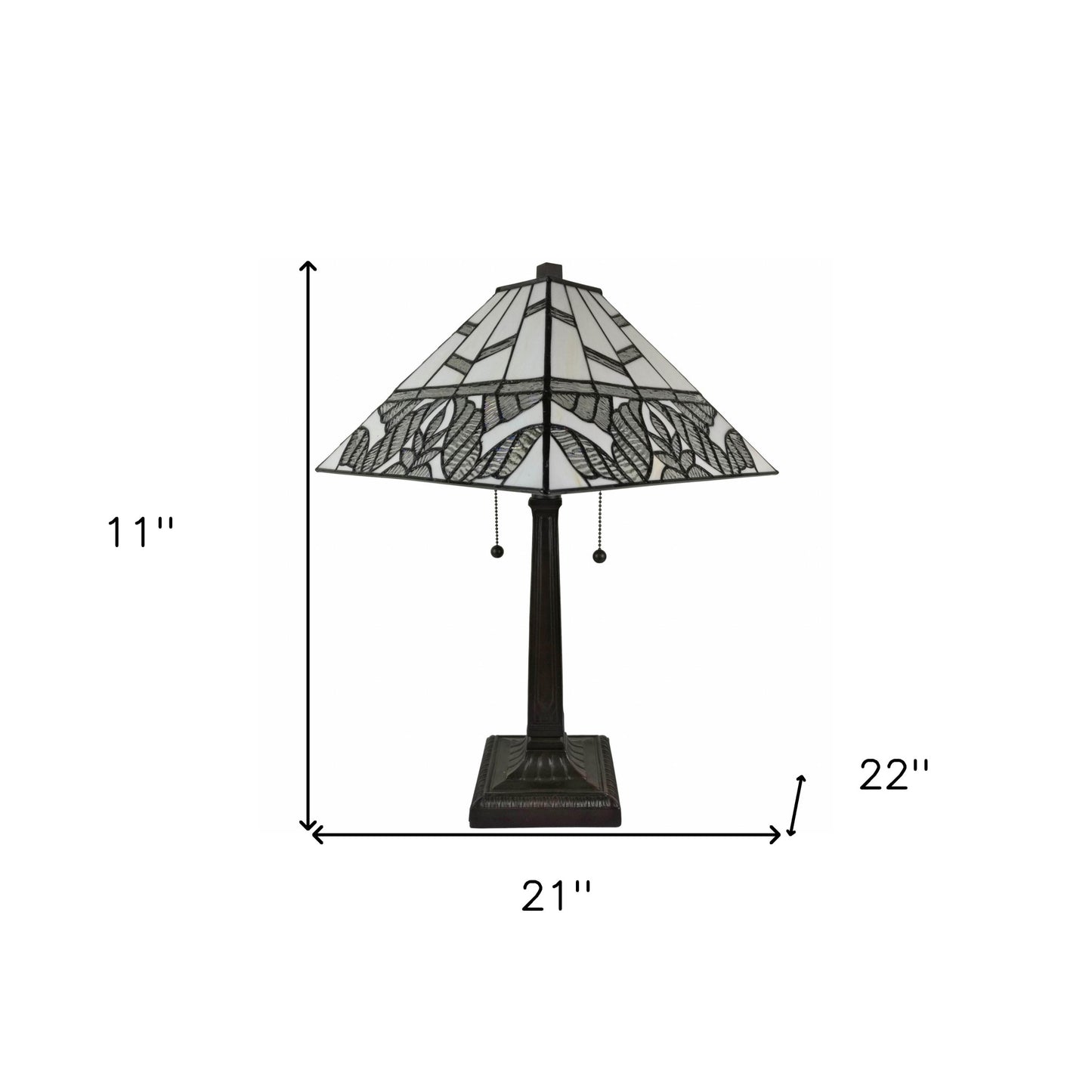 23" Stained Glass Leafy Vintage Two Light Mission Style Table Lamp