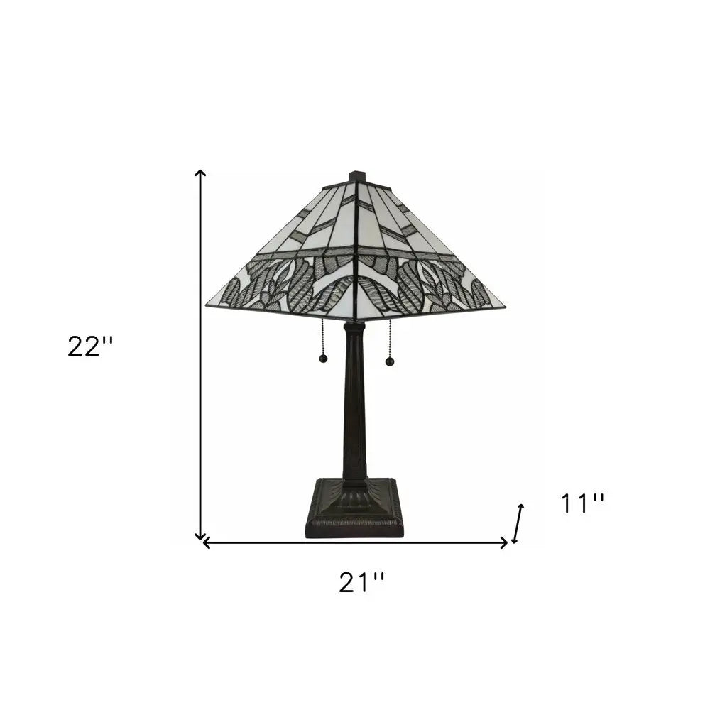 22" Dark Brown Metal Two Light Candlestick Table Lamp With White Shade HomeRoots