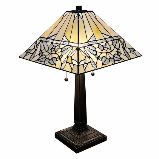 22" Dark Brown Metal Two Light Candlestick Table Lamp With White Shade HomeRoots