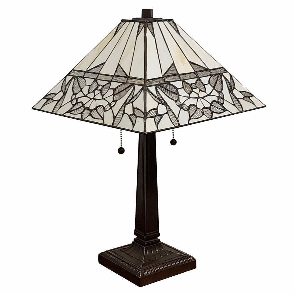 22" Dark Brown Metal Two Light Candlestick Table Lamp With White Shade HomeRoots