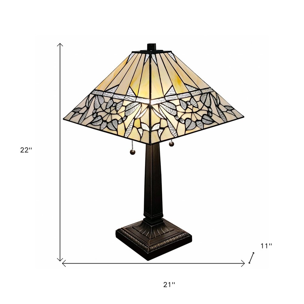 22" Dark Brown Metal Two Light Candlestick Table Lamp With White Shade HomeRoots