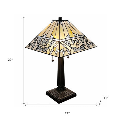 22" Dark Brown Metal Two Light Candlestick Table Lamp With White Shade HomeRoots