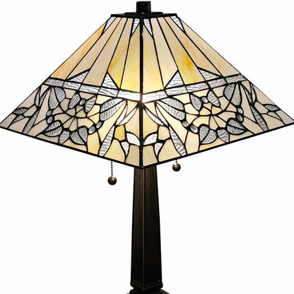 22" Dark Brown Metal Two Light Candlestick Table Lamp With White Shade HomeRoots