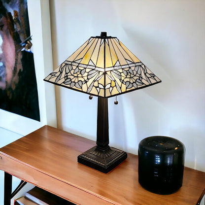 22" Dark Brown Metal Two Light Candlestick Table Lamp With White Shade HomeRoots