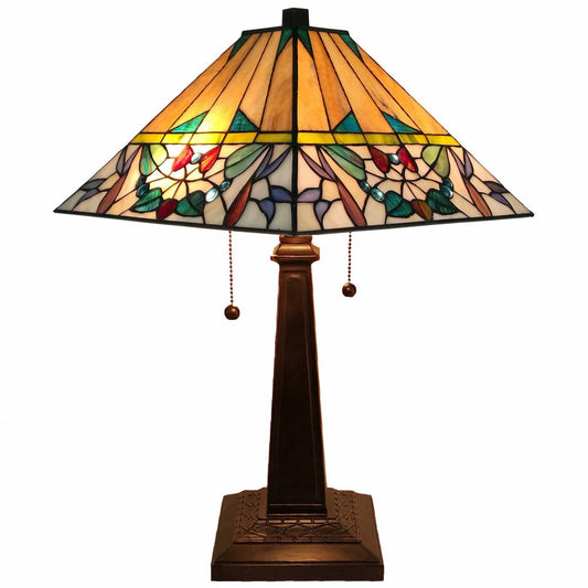 22" Dark Brown Metal Two Light Candlestick Table Lamp With White Empire Shade HomeRoots