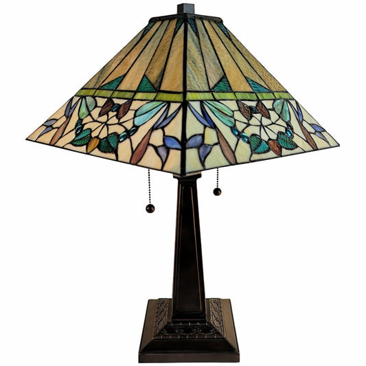 22" Dark Brown Metal Two Light Candlestick Table Lamp With White Empire Shade HomeRoots
