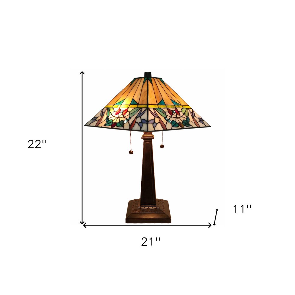 22" Dark Brown Metal Two Light Candlestick Table Lamp With White Empire Shade HomeRoots