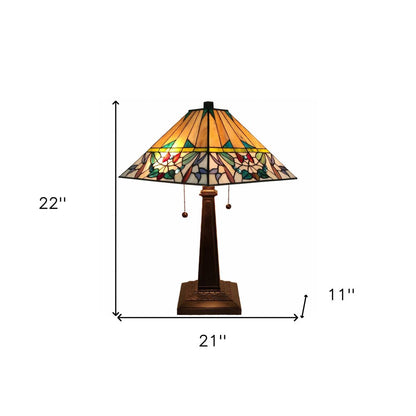 22" Dark Brown Metal Two Light Candlestick Table Lamp With White Empire Shade HomeRoots