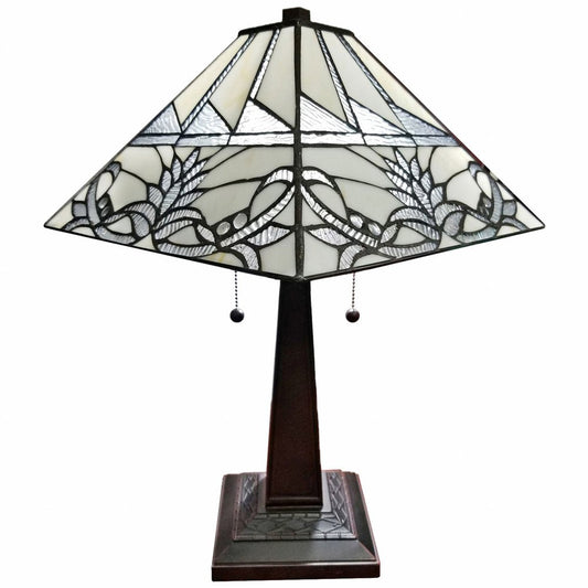 22" Dark Brown Metal Two Light Candlestick Table Lamp With White Empire Shade HomeRoots