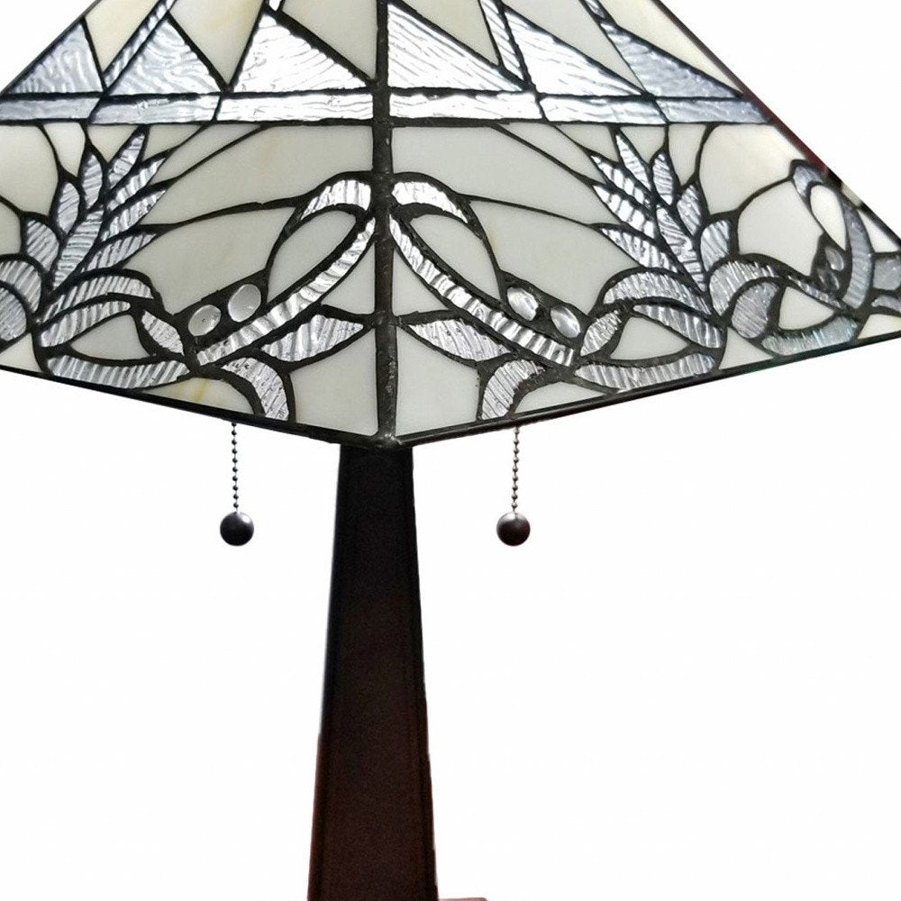 22" Dark Brown Metal Two Light Candlestick Table Lamp With White Empire Shade HomeRoots